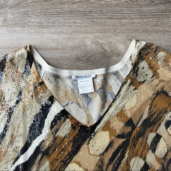 Marina Rinaldi Abstract Sequins Knit Blouse - Picture 7 of 16